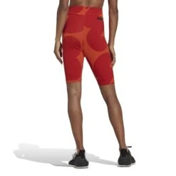 Geribde Damesshort Adidas Marimekko -Moss Kopenhagen-winkel adidas hh8759 4 apparel on model back view white