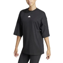 Geborduurd Dames-T-shirt Met Losse Pasvorm Adidas -Moss Kopenhagen-winkel adidas ip2264 4 apparel on model front view white