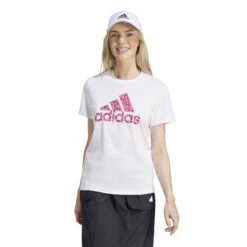 Dames-T-shirt Adidas Animal Print Graphic 10 Dames-T-shirt Adidas Animal Print Graphic -Moss Kopenhagen-winkel adidas iv9378 3 apparel on model standard view white