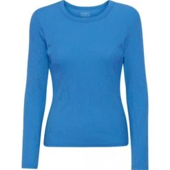 Geribd Dames-T-shirt Met Lange Mouwen Colorful Standard Organic Pacific Blue