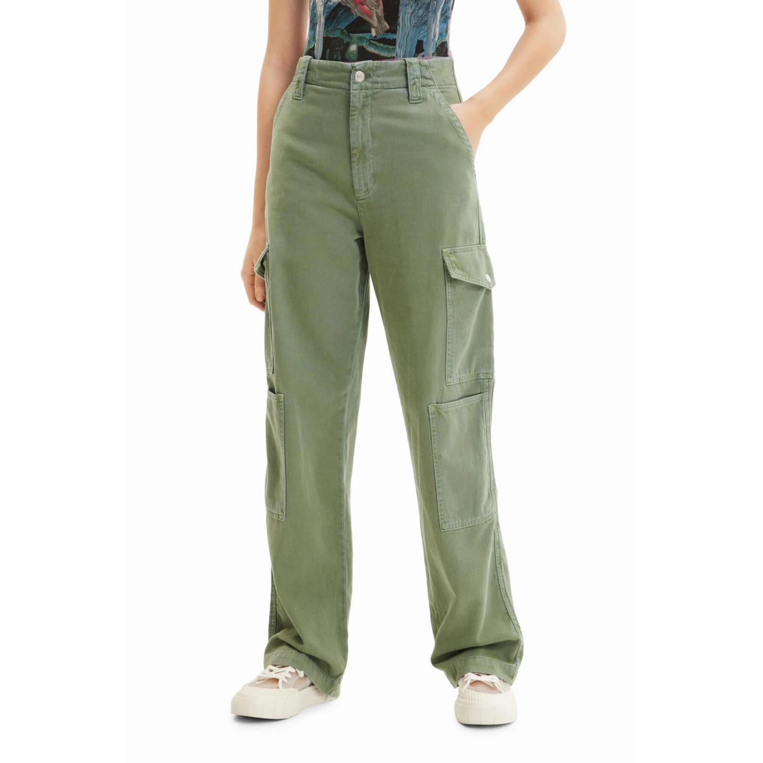 Lange Dames Cargo Broek Desigual 4 Lange Dames Cargo Broek Desigual - Afbeelding 2