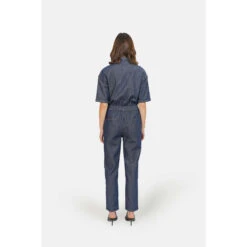 Indigo Katoenen Jumpsuit Met Korte Mouwen Voor Dames F.A.M. Paris Dauphine -Moss Kopenhagen-winkel f a m paris cc 07 co indigo 3