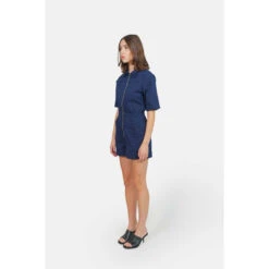 Blauwe Katoenen Jumpsuit Met Korte Mouwen Voor Dames F.A.M. Paris Dolce -Moss Kopenhagen-winkel f a m paris cc 26 sho navy 2