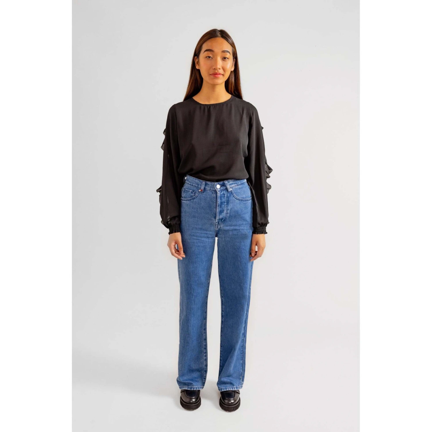 Damesjeans Met Hoge Taille In Stone Flare Katoen F.A.M. Paris Forest 4 Damesjeans Met Hoge Taille In Stone Flare Katoen F.A.M. Paris Forest - Afbeelding 2