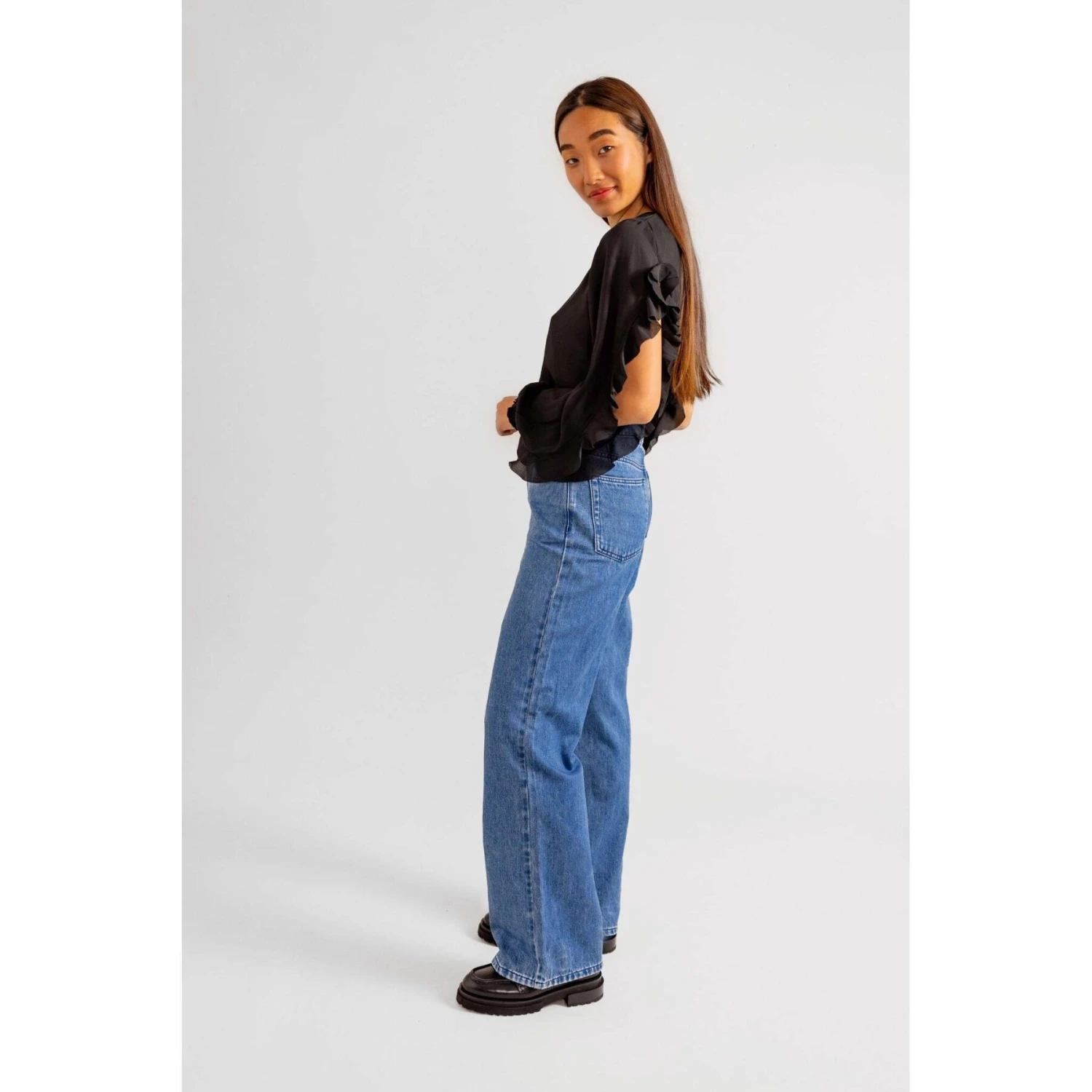 Damesjeans Met Hoge Taille In Stone Flare Katoen F.A.M. Paris Forest 5 Damesjeans Met Hoge Taille In Stone Flare Katoen F.A.M. Paris Forest - Afbeelding 3