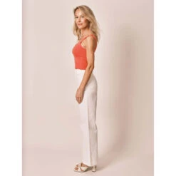 Damesjeans In Wit Stretch Katoen Met Hoge Taille F.A.M. Paris Fauve -Moss Kopenhagen-winkel f a m paris fl 98 w white 2