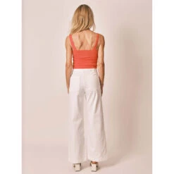 Damesjeans In Wit Stretch Katoen Met Hoge Taille F.A.M. Paris Fauve -Moss Kopenhagen-winkel f a m paris fl 98 w white 3