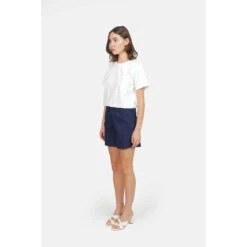 Marineblauwe Stretchkatoenen Damesshort F.A.M. Paris Abby -Moss Kopenhagen-winkel f a m paris kj 90 sho navy 2