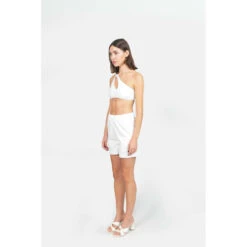 Witte Stretchkatoenen Damesshort F.A.M. Paris Abby -Moss Kopenhagen-winkel f a m paris kj 90 sho white 2
