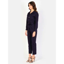 Damesjumpsuit In Marineblauw Stretchkatoen Met Lange Mouwen F.A.M. Paris Doria -Moss Kopenhagen-winkel f a m paris lc 26 co navy 2