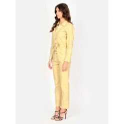 Damesjumpsuit In Geel Stretchkatoen Met Lange Mouwen F.A.M. Paris Doria -Moss Kopenhagen-winkel f a m paris lc 26 co sun 2
