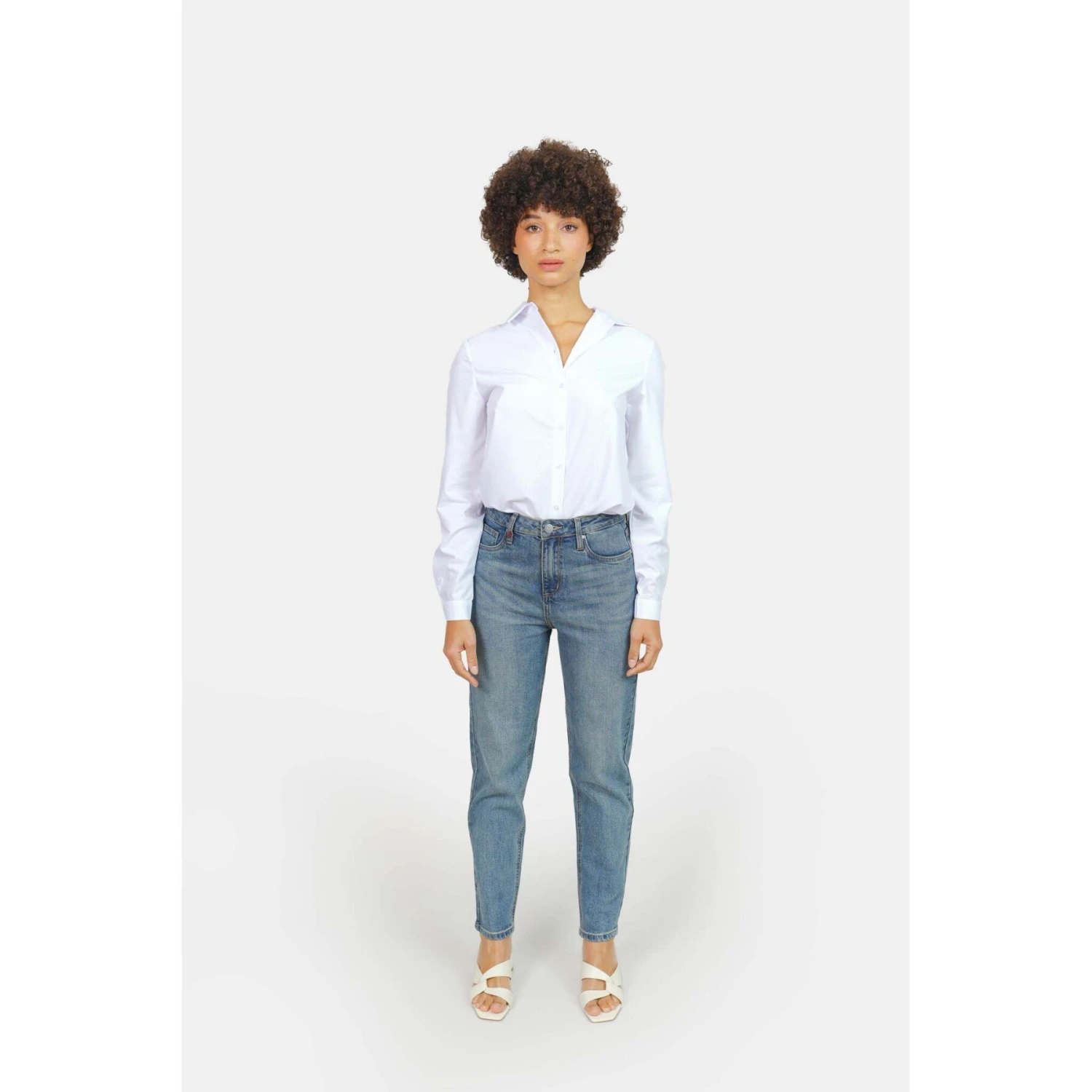 Damesjeans Met Hoge Taille Van Katoenen Mom Slim Stone F.A.M. Paris Polly 4 Damesjeans Met Hoge Taille Van Katoenen Mom Slim Stone F.A.M. Paris Polly - Afbeelding 2
