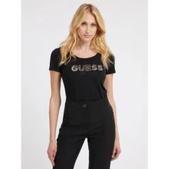 Dames-T-shirt Guess Mesh Logo -Moss Kopenhagen-winkel guess w3gi35 j1300 jblk 13