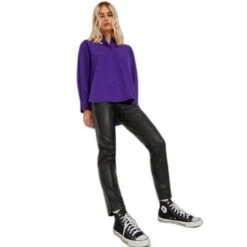 Damesbroek In Imitatieleer Met Hoge Taille Jack & Jones Berlin -Moss Kopenhagen-winkel jack jones 12215327 3962692 3