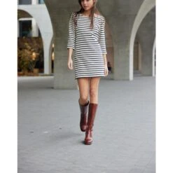 LA PETITE ETOILE Damesjurk La Petite Étoile Marita -Moss Kopenhagen-winkel la petite etoile marita ecru marine ecru marine 4