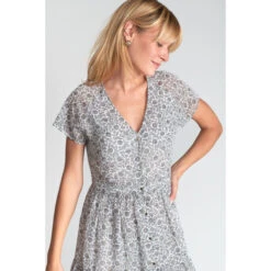 Jurk Met Korte Mouwen Voor Dames Le Temps Des Cerises Chardon -Moss Kopenhagen-winkel le temps des cerises fchardon00000mc 0432 black white 5