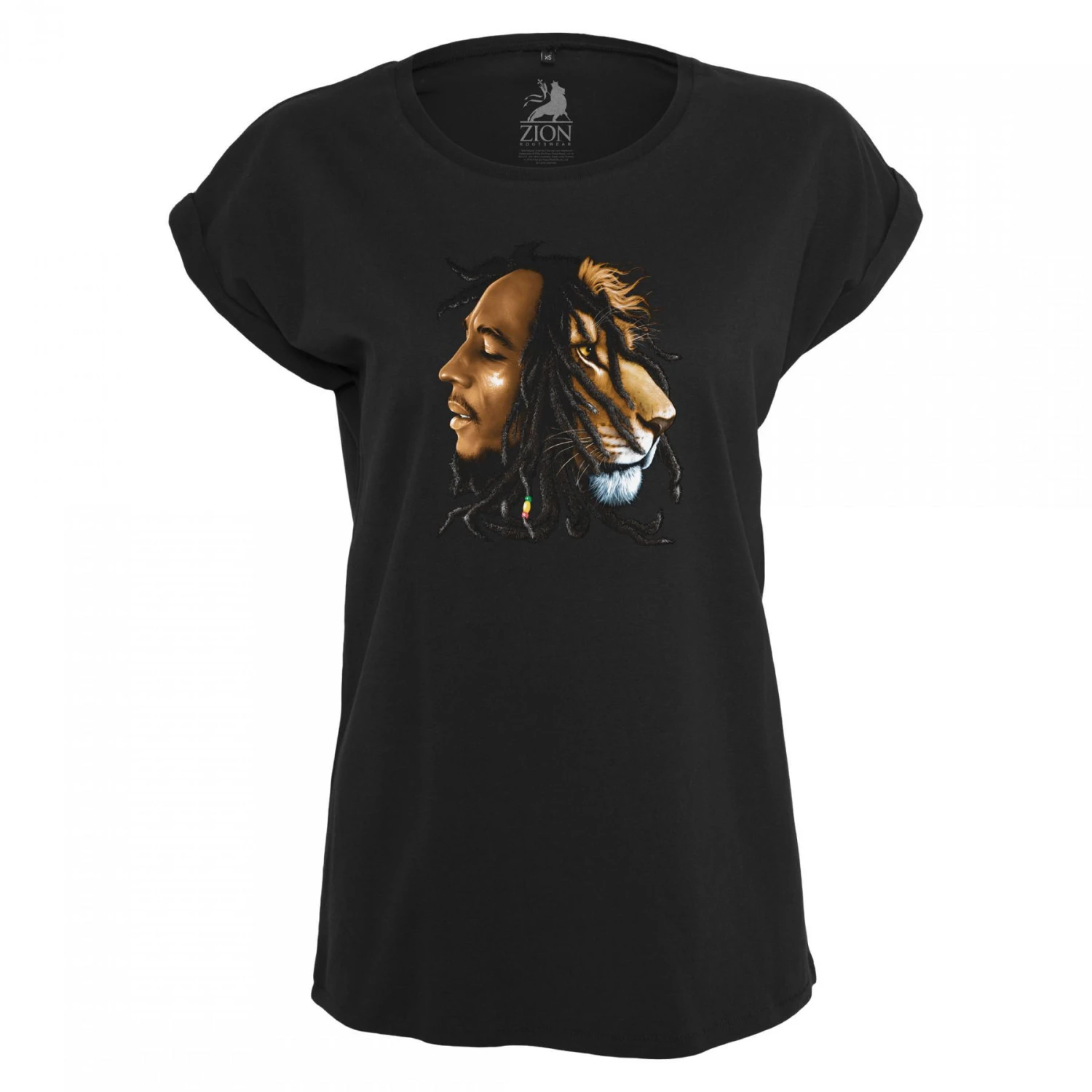 Dames-T-shirt Mister Tee Bob Marley Lion Face 3 Dames-T-shirt Mister Tee Bob Marley Lion Face