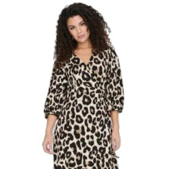 3/4 Geweven Midi Wikkeljurk Voor Dames Only Olivia -Moss Kopenhagen-winkel only 15253350 4159775 5