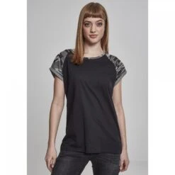 URBAN CLASSICS Woman's Urban Classic T-shirt Raglan GT Contract -Moss Kopenhagen-winkel tb1913 01308 tb1913 m1 01308 black darkcamo