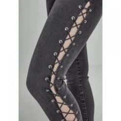 URBAN CLASSICS Broek Vrouw Urban Classic Lace Up -Moss Kopenhagen-winkel tb2003 00709 tb2003 m15 00709 black washed
