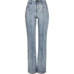 Rechte Damesjeans Met Hoge Taille En Splitje Urban Classics