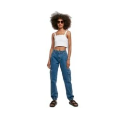 Dames Cargobroek Urban Classics Organic Stretch Denim -Moss Kopenhagen-winkel urban classics tb4797 03673 4
