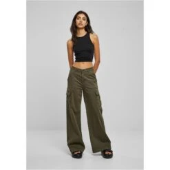 Wijde Cargo Broek Met Hoge Taille Dames Urban Classics -Moss Kopenhagen-winkel urban classics tb6040 00176 5