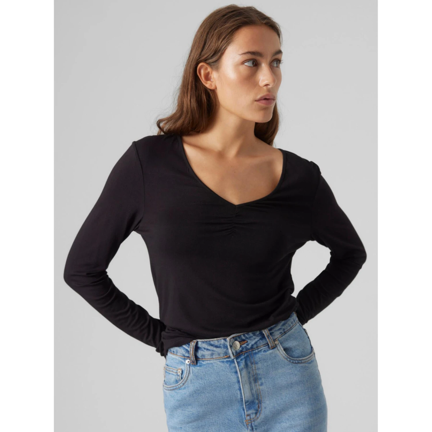 Dames-T-shirt Met Lange Mouwen En V-hals Vero Moda Alberte 7 Dames-T-shirt Met Lange Mouwen En V-hals Vero Moda Alberte - Afbeelding 5