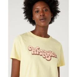 Dames-T-shirt Wrangler Regular -Moss Kopenhagen-winkel wrangler 112332103 pale banana 4